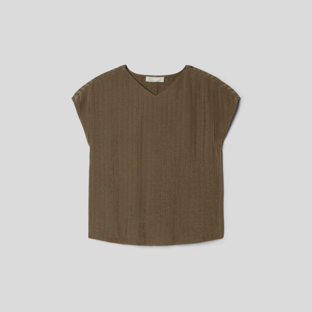 The City Stripe V-Neck Top | Beech - Image 2