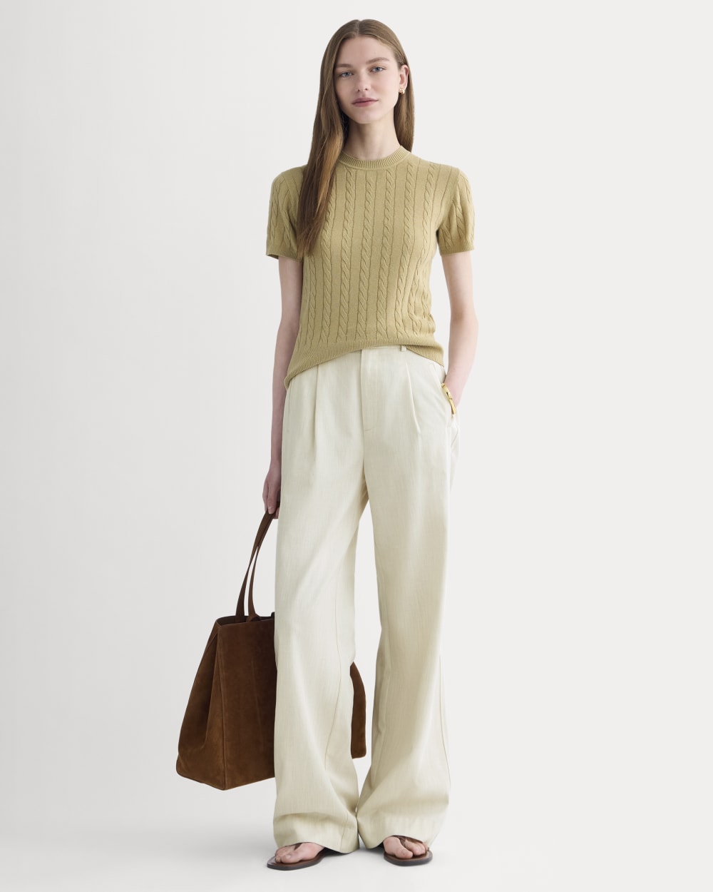 The Cable Crew in Cotton Cashmere | Classic Khaki - Image 3
