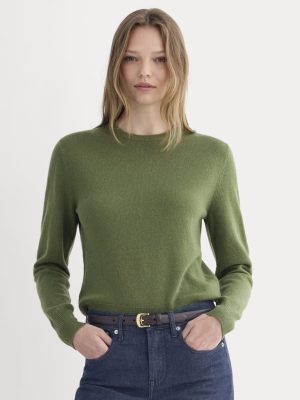 Cashmere Slim Crew Sweater | Forest Green
