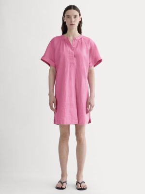 The Popover Dress in Linen | Deep Pink