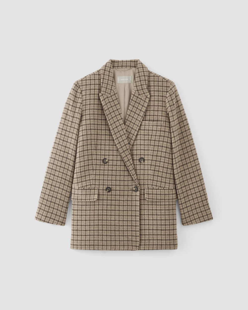The ReWool? Double-Breasted Blazer | Beige Houndstooth - Image 2