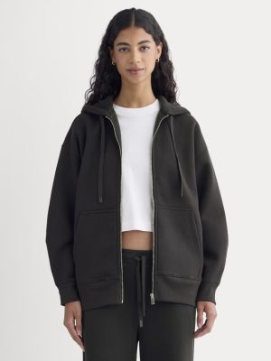 Luxe Fleece Oversized Full-Zip Hoodie | Black