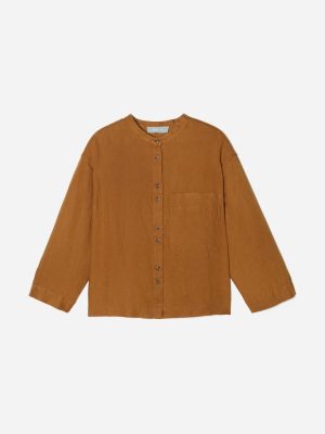 The Linen Billow Blouse | Tawny Brown