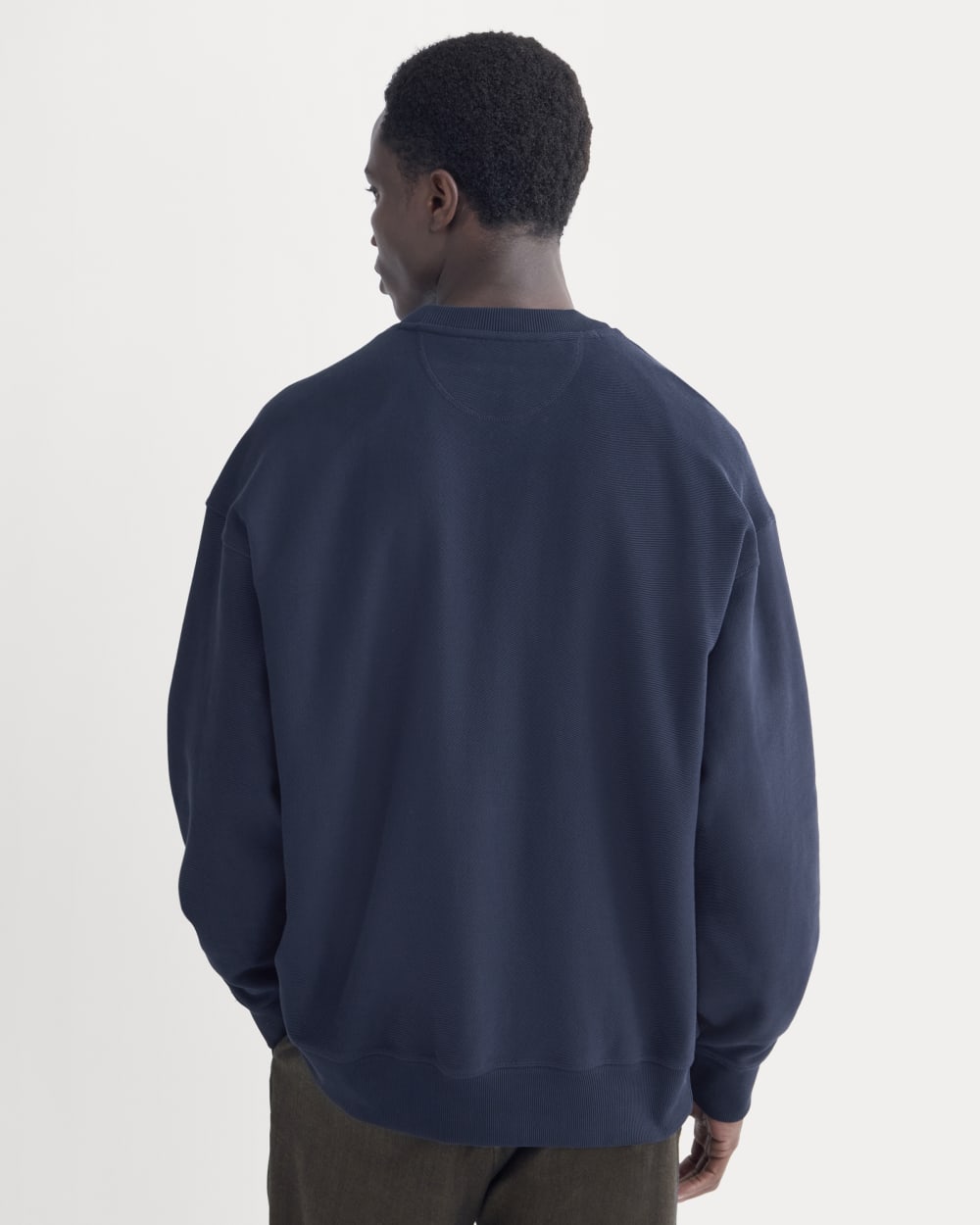 Twill Terry Jacquard Crew Sweatshirt | Navy - Image 5