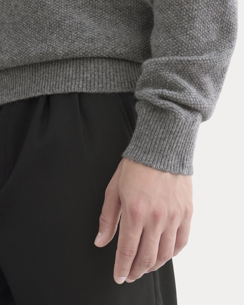 Henley in Wool Cashmere | Heather Charcoal - Image 4