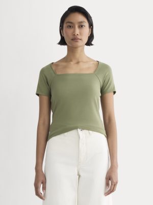 The Form Square-Neck Top | Lichen Green