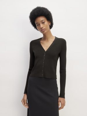 The Viscose Knit Cardigan | Black