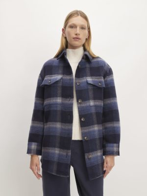 The Italian ReWool? Oversized Shirt Jacket | Navy / Shadow Plaid