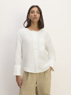The Popover Shirt in Linen | White