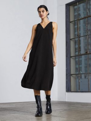 The City Stripe Midi Dress | Black