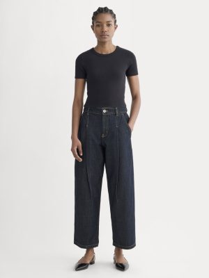The High Rise Pleated Jean | Dark Indigo