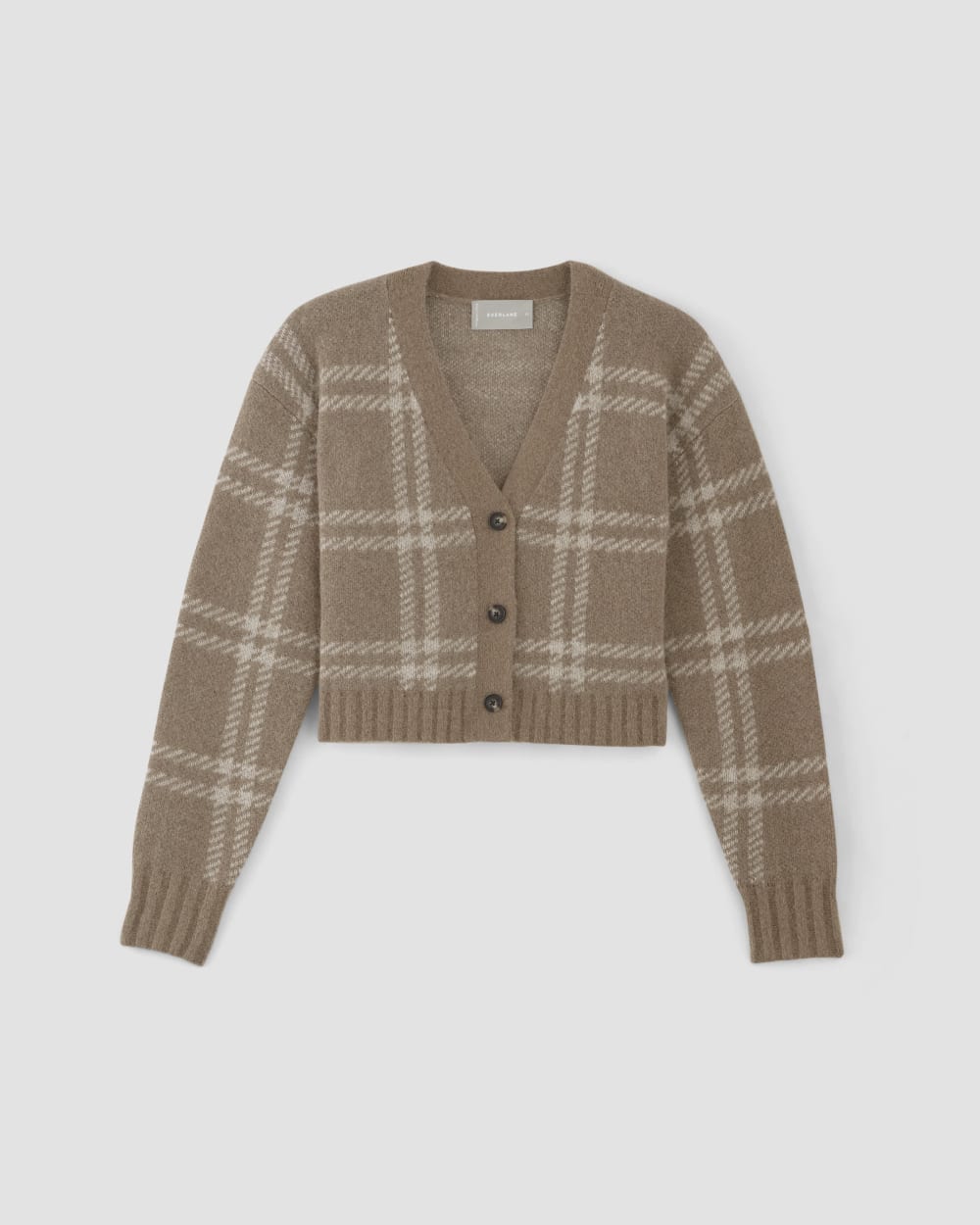 The Alpaca V-Neck Cropped Cardigan | Wheat / Lightest Taupe - Image 2