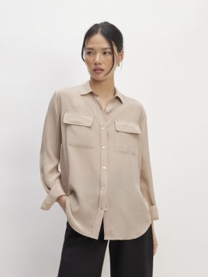 The Utility Shirt in Washable Silk | Burnt Sugar