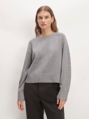The Boxy Crew in Cashmere | Heathered Grey