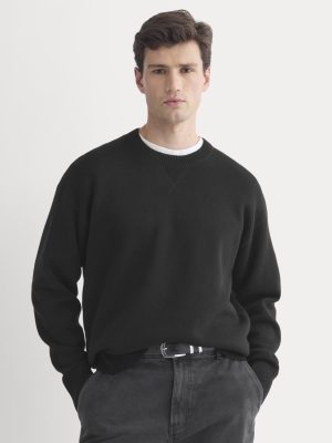 Luxe Merino Double-Knit Sweater | Black