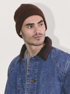 The Cashmere Ribbed Beanie | Dark Mahogany