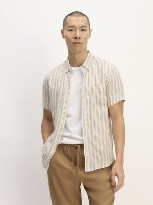 The Classic Short-Sleeve Shirt in Linen | Bone / Toasted Coconut