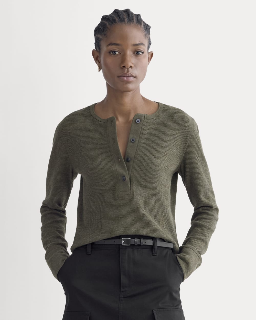 Boxy Henley in Cozy Waffle | Heather Beech