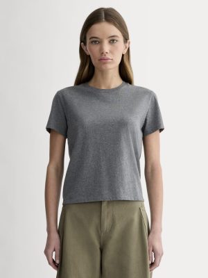 The Box-Cut Tee in Essential Cotton | Heathered Charcoal | No Pocket