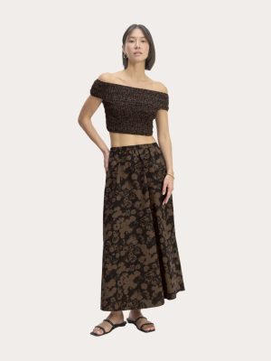 The Supima® Pull-On Maxi Skirt | Black / Cocoa Floral