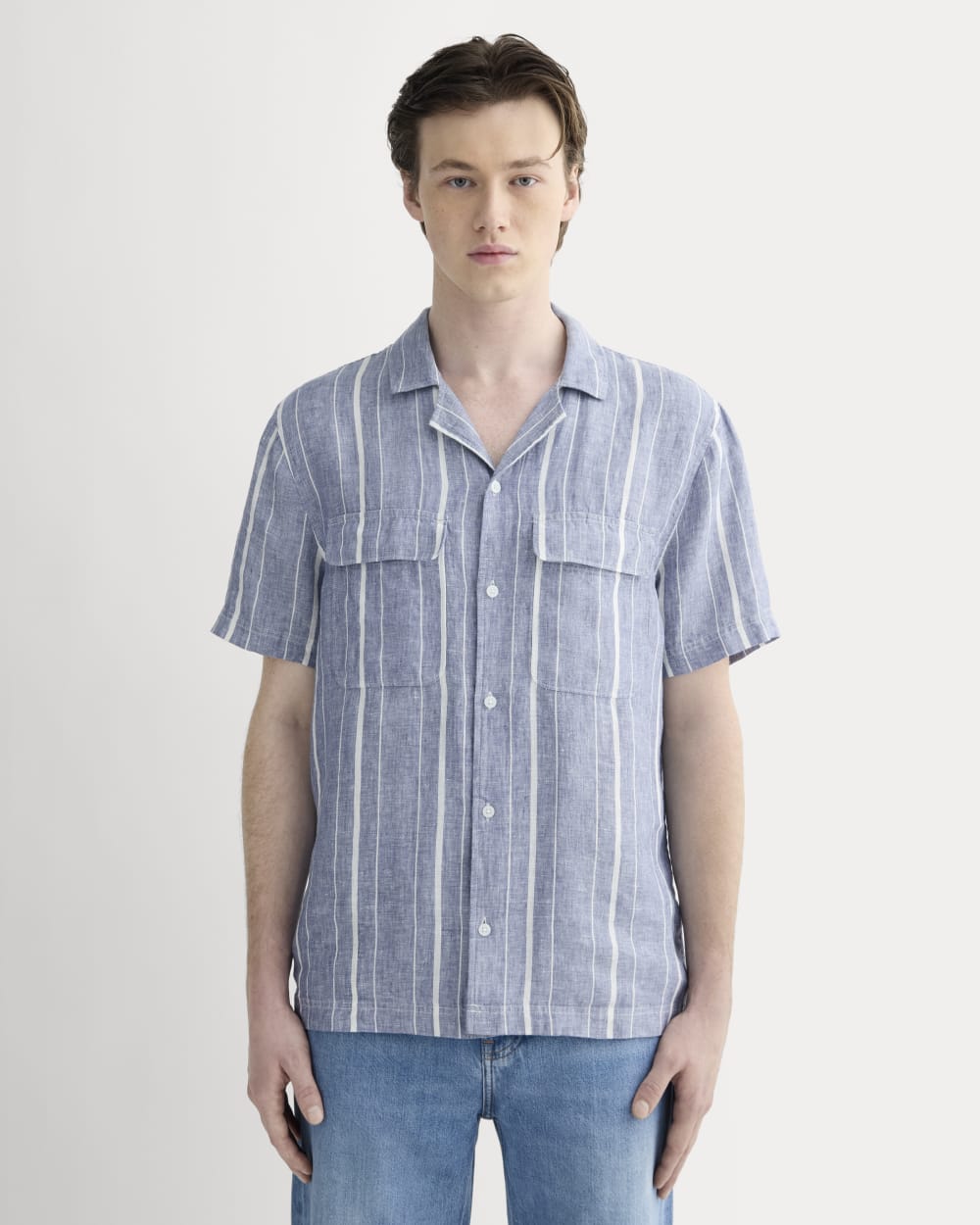 The Resort Shirt in Linen | Dutch Blue / Bone