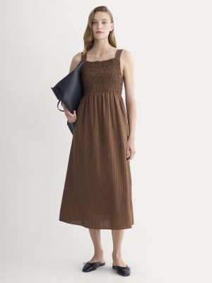 The Gauze Smock Dress | Carob Brown / Black