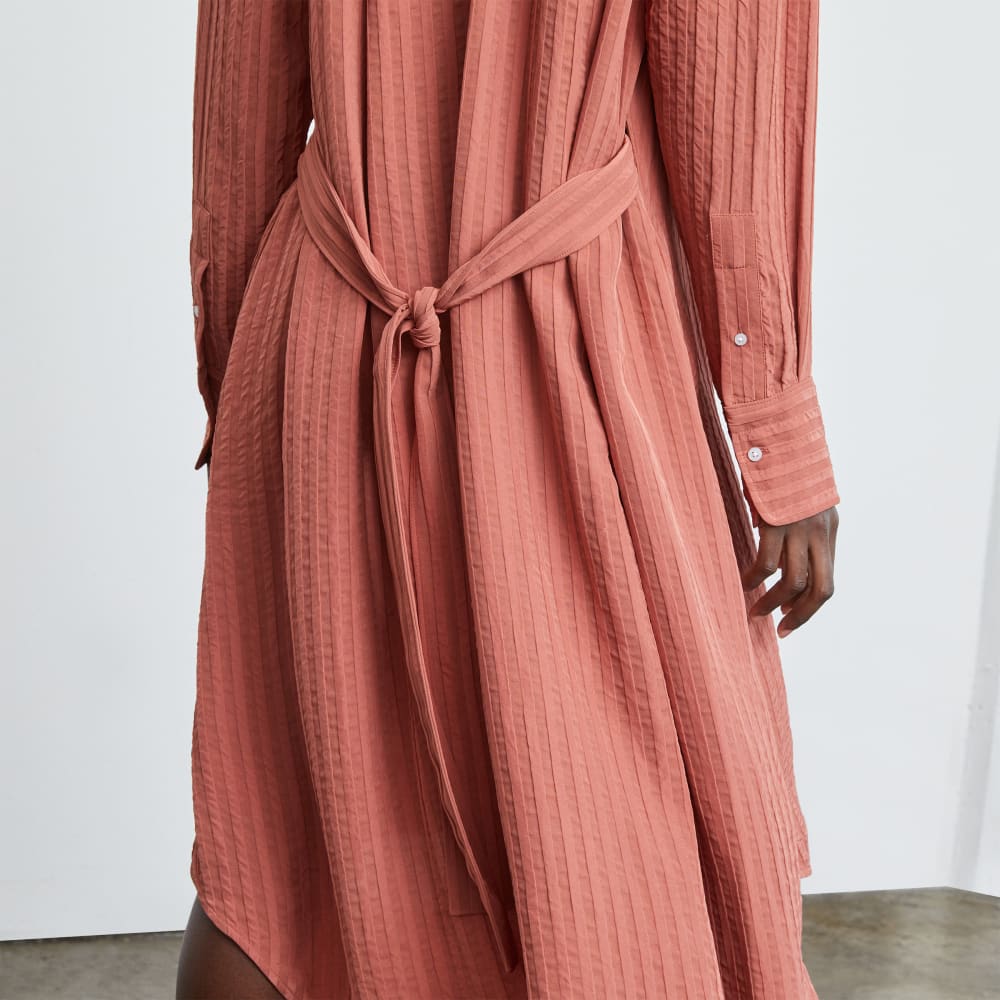 The City Stripe Draped Shirt Dress | Redwood - Image 5