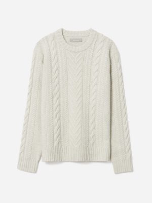 The Felted Merino Cable-Knit Crew | Heathered Oat