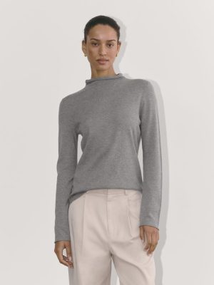 The Funnel Neck in Cotton Cashmere | Heather Charcoal