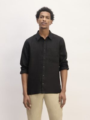 The Linen Straight Hem Shirt | Black