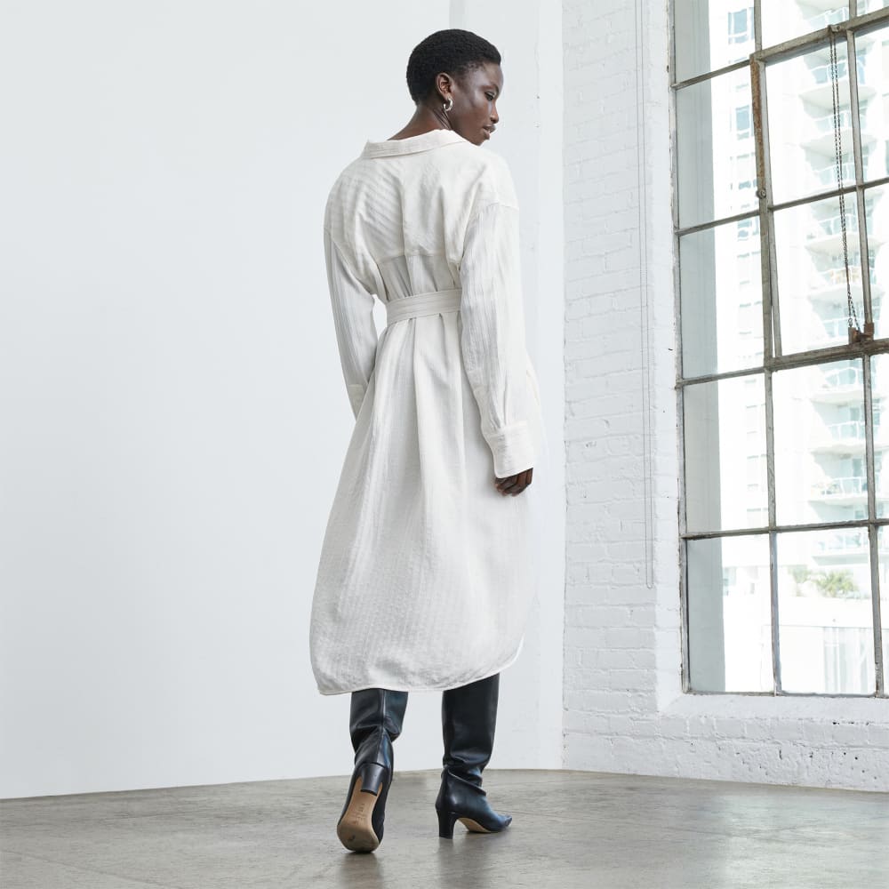 The City Stripe Draped Shirt Dress | Bone - Image 3