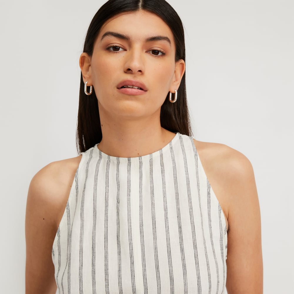 The Linen High-Neck Tank | Black / Canvas Tan - Image 4