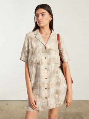 The Linen Workwear Dress | Iced Coffee Grid
