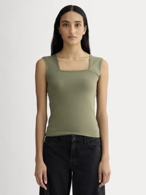 The Form Square-Neck Tank | Lichen Green