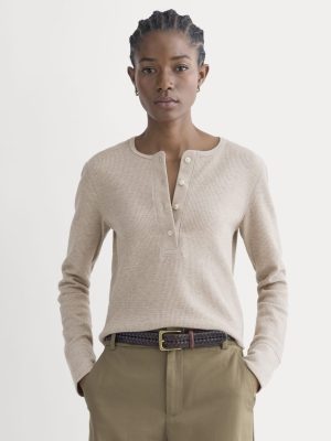 Boxy Henley in Cozy Waffle | Heathered Oatmeal
