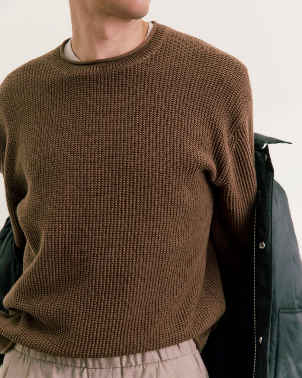 Waffle Rollneck Crew in Everyday Cotton | Cocoa - Image 7