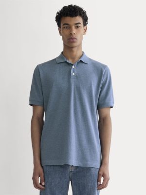The Pique Polo | Heather Soft Cobalt