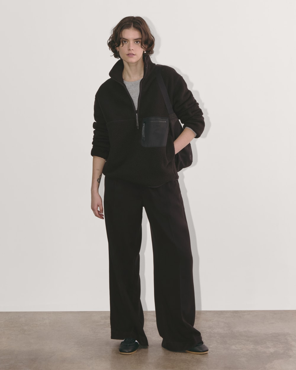 The ReNew Fleece Oversized Half-Zip | Black - Image 4