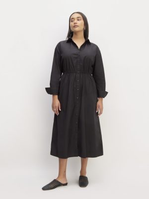 The Supima? Cotton Midi Shirt Dress | Black