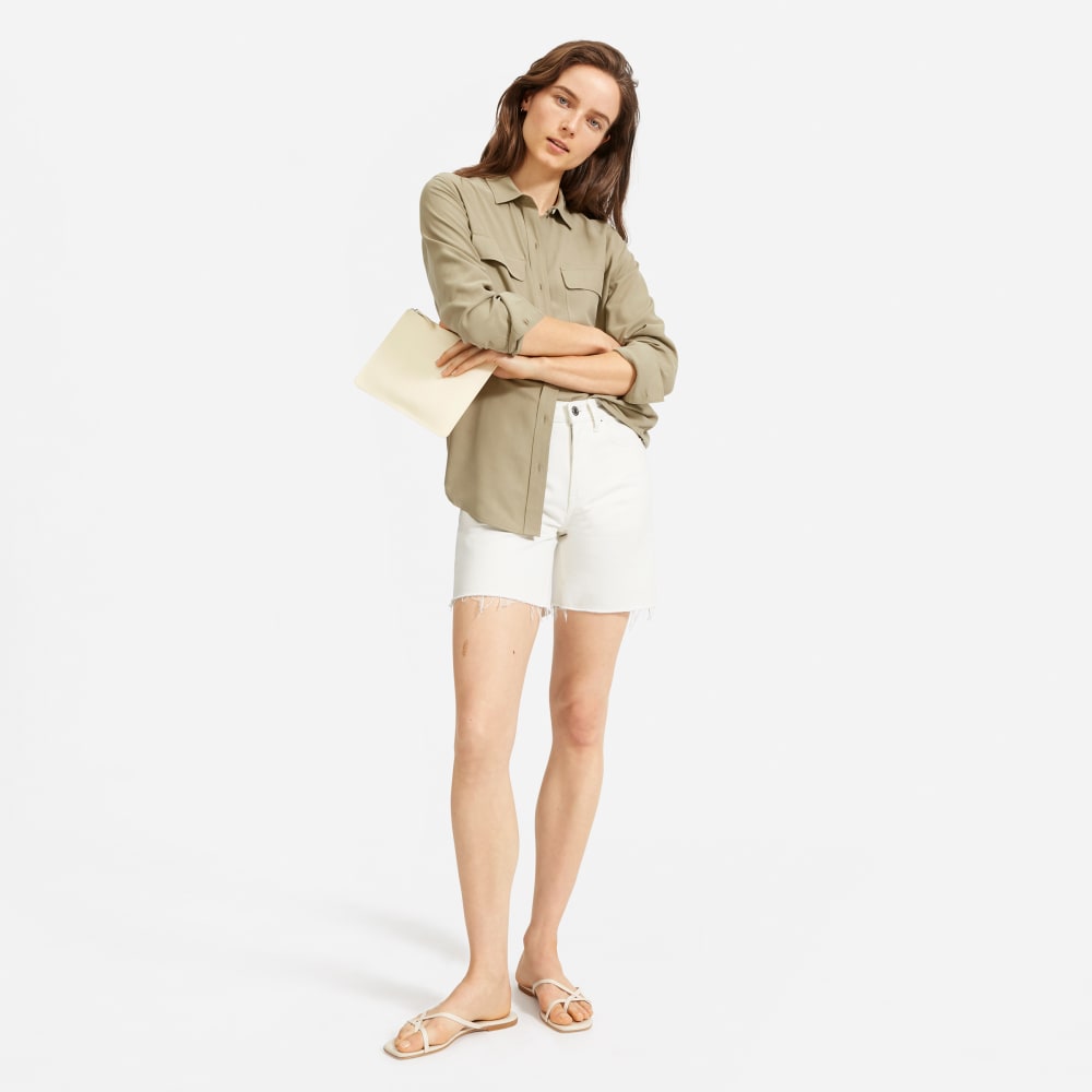 The Washable Silk Relaxed Shirt | Covert Green - Image 6