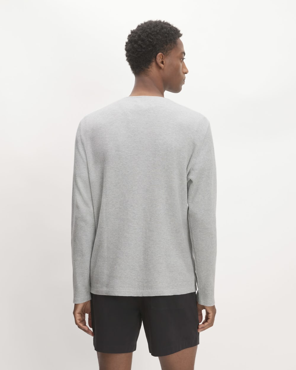 The Waffle Long-Sleeve Henley | Light Grey Donegal - Image 4