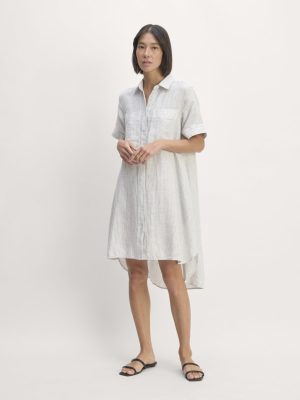 The Daytripper Dress in Linen | White / Black