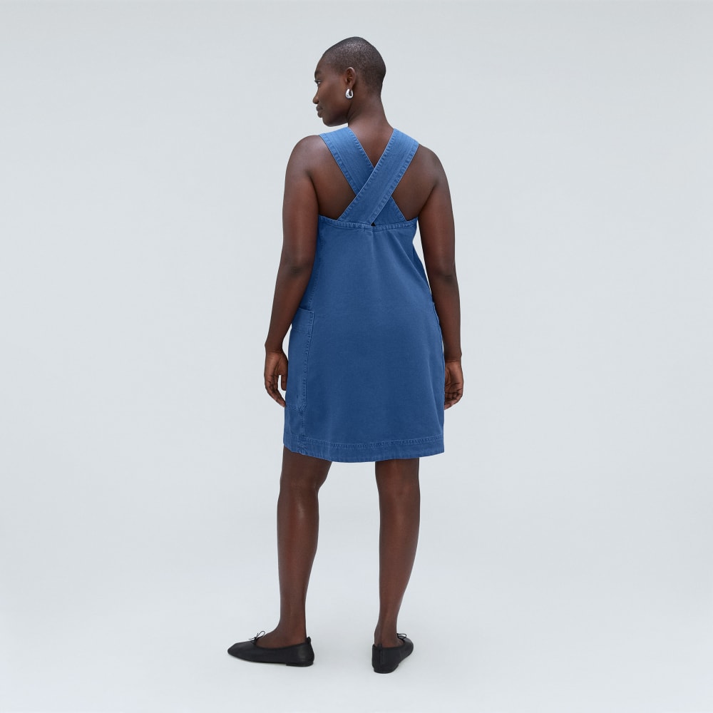 The Cross-Back Apron Mini Dress | Deep Blue - Image 3