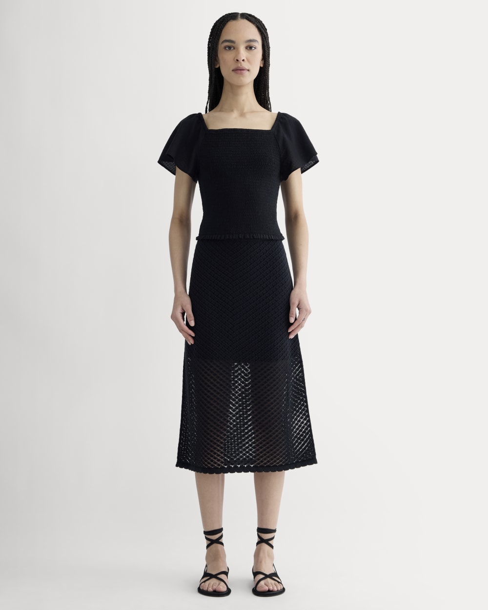 The Gauze Smocked Top | Black - Image 3