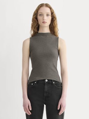 The Luxe Rib Funnel-Neck Tank | Heathered Fatigue