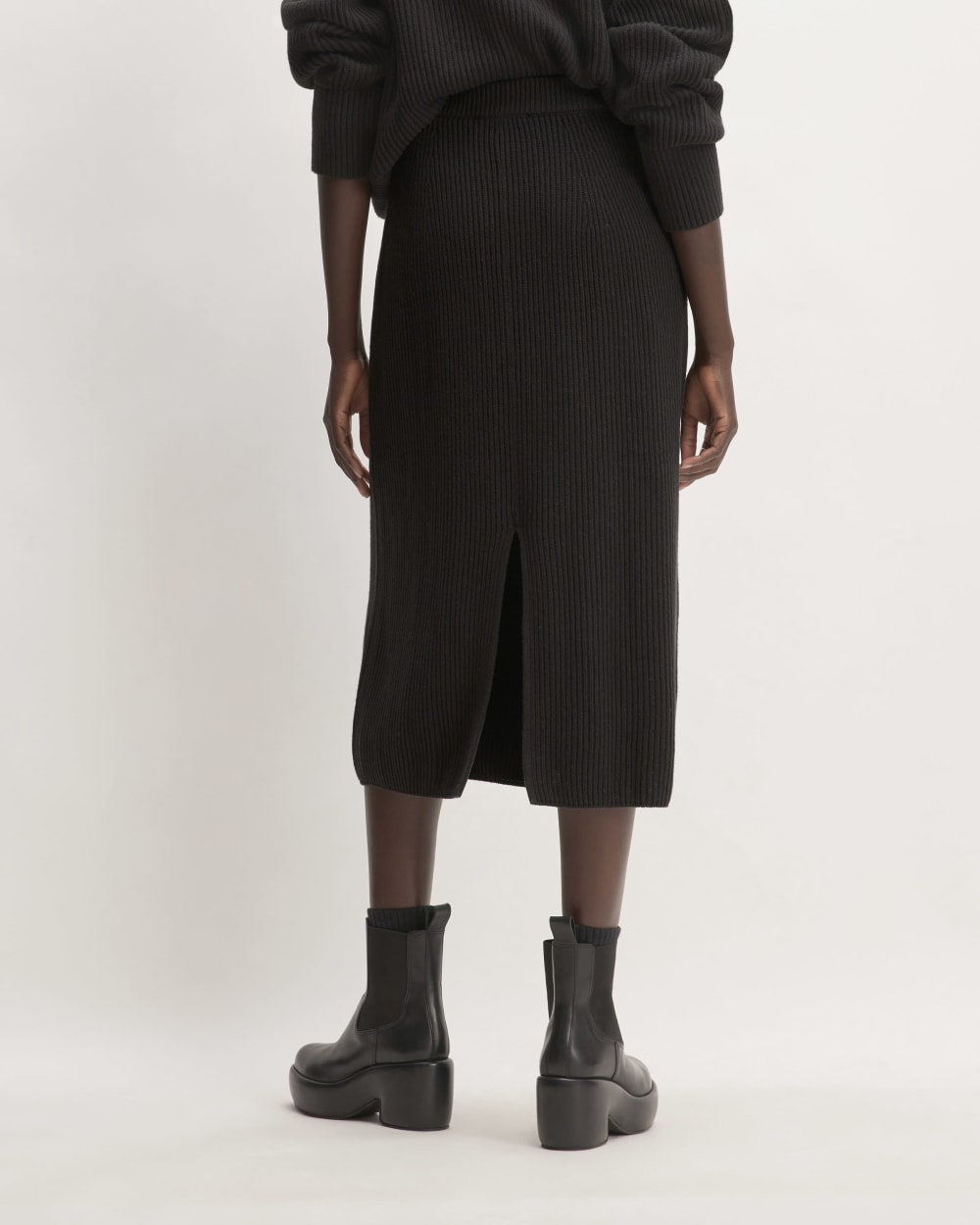 The Organic Cotton Sweater Midi Skirt | Black - Image 6