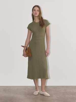 The Rib-Knit Cap-Sleeve Midi Dress | Kalamata