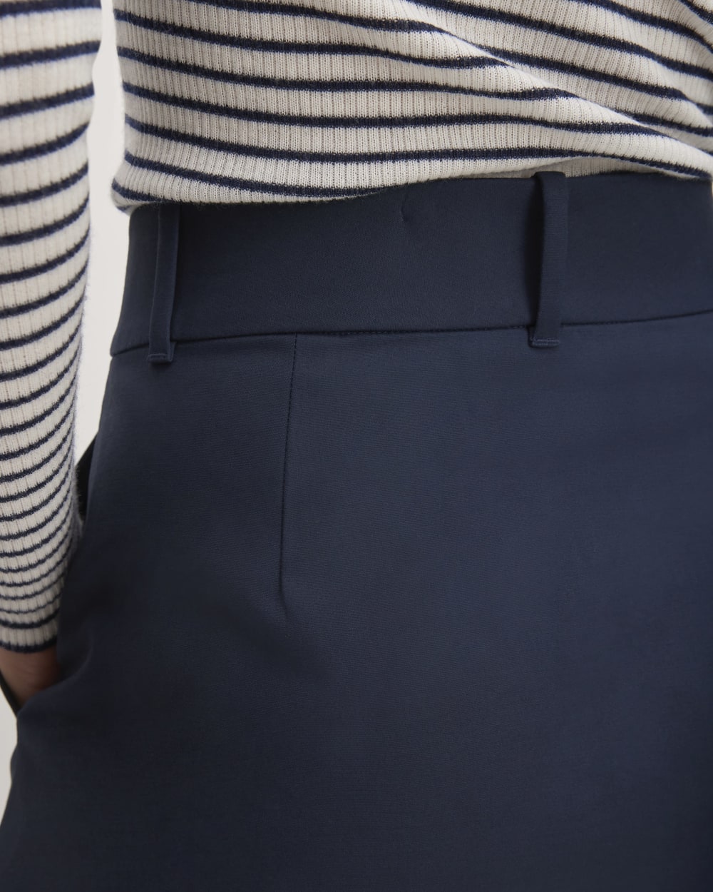 The Structured Cotton A-Line Skirt | Navy - Image 5