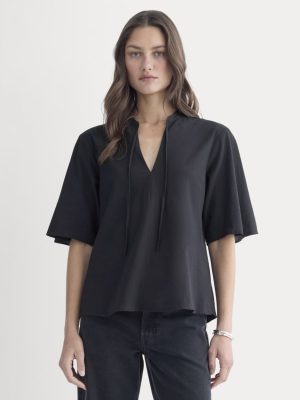 The Gauze Tie-Front Shirt | Black