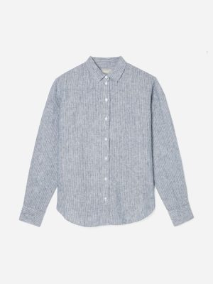 The Must-Have Shirt in Linen | Blue Pinstripe